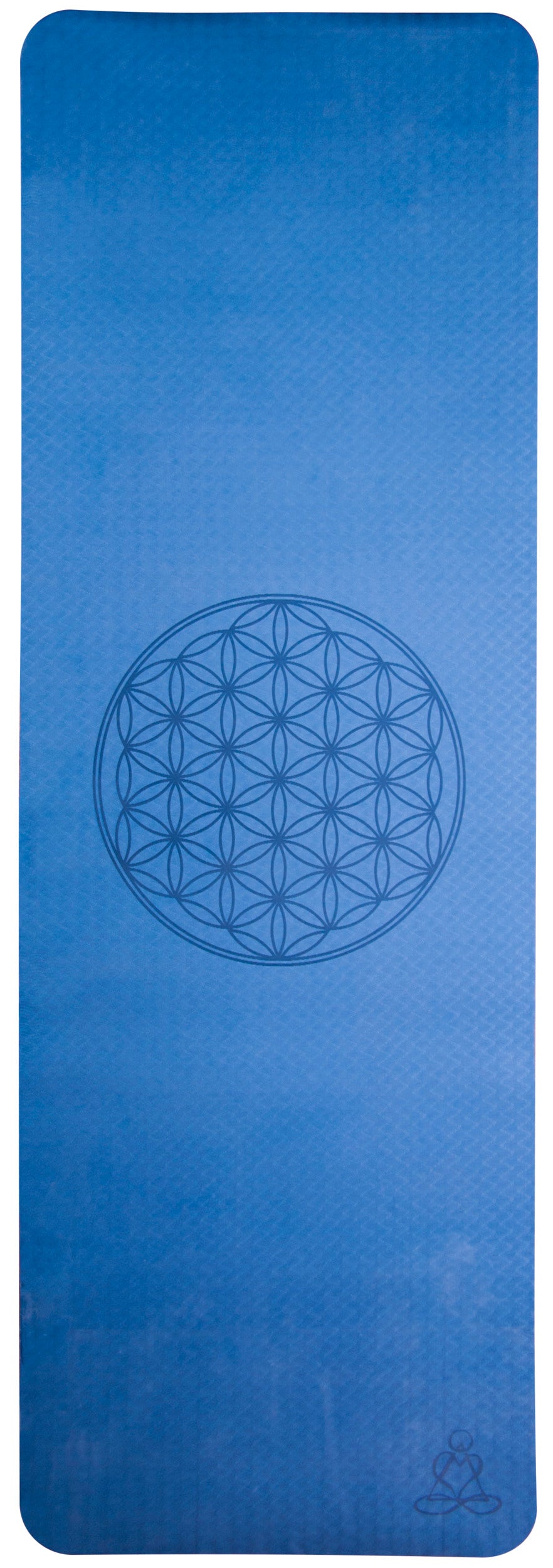 Berk Balance - Yogamatte TPE ecofriendly – Dunkelblau/Hellblau – 6 mm Dick – mit Blume des Lebens - 182×61 cm