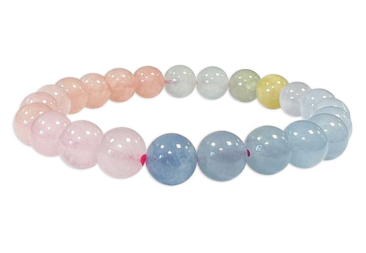 Beryll Regenbogen Armband – Aquamarin, Morganit & Heliodor in AAA-Qualität (8 mm)