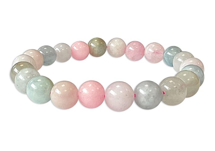 Beryll, Aquamarin & Morganit - AA Qualität - Perlenarmband 8-9 mm