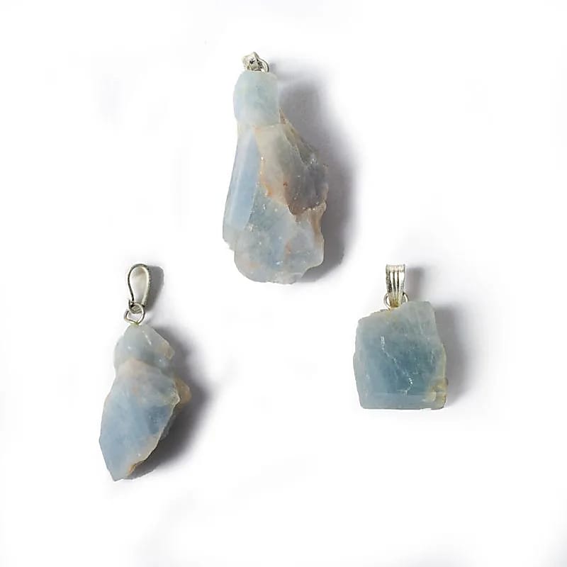 Blauer Calcit - Roh - Edelsteinanhänger ca. 2,5 cm