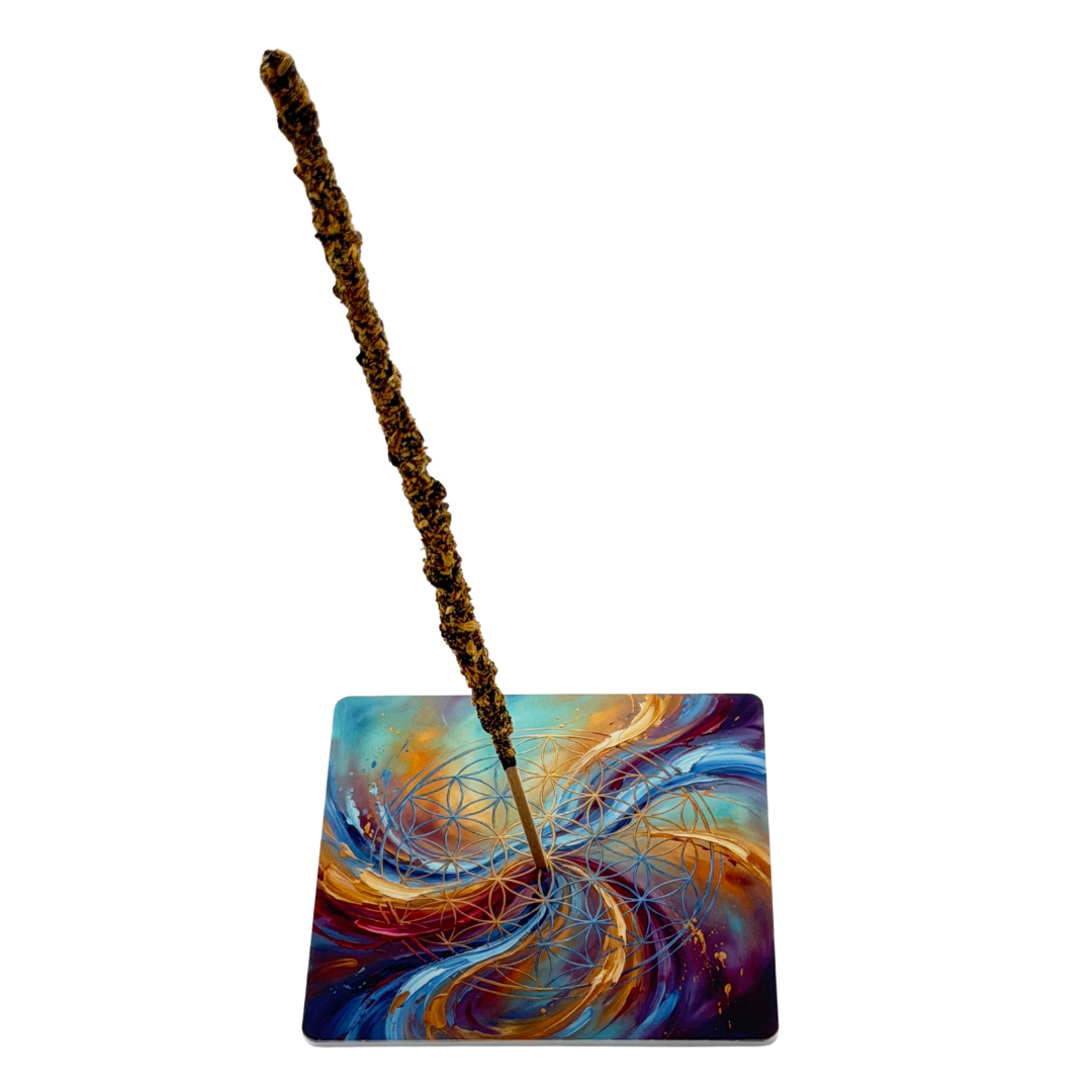 Blume des Lebens – Motiv 1 | Abstrakter Räucherstäbchenhalter aus Acryl - 10 × 10 cm
