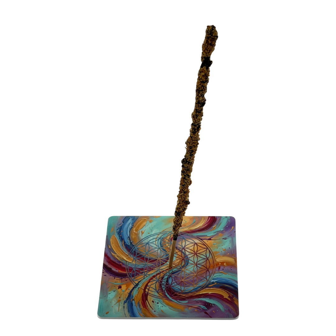 Blume des Lebens – Motiv 3 | Abstrakter Räucherstäbchenhalter aus Acryl - 10 × 10 cm