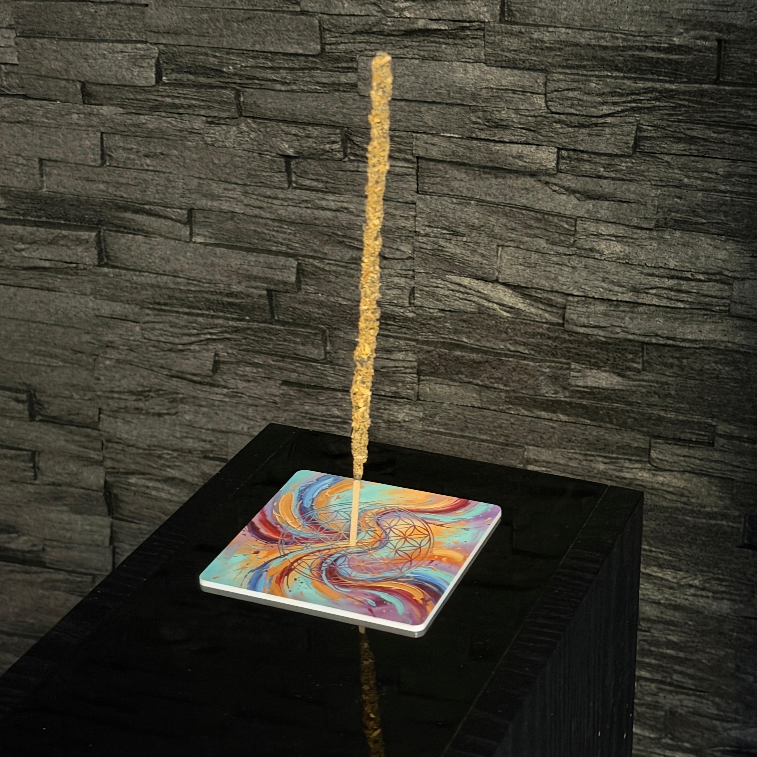 Blume des Lebens – Motiv 3 | Abstrakter Räucherstäbchenhalter aus Acryl - 10 × 10 cm