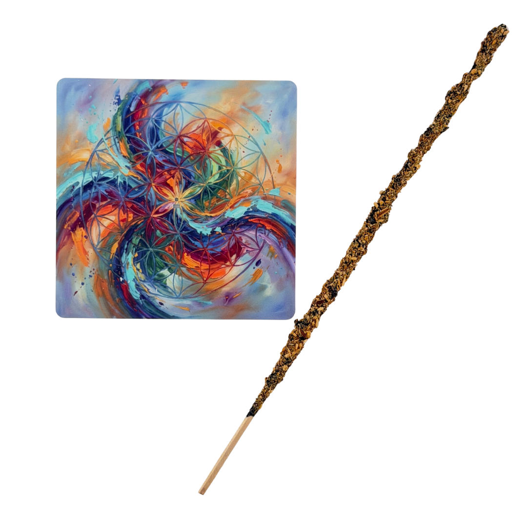 Blume des Lebens – Motiv 4 | Abstrakter Räucherstäbchenhalter aus Acryl - 10 × 10 cm