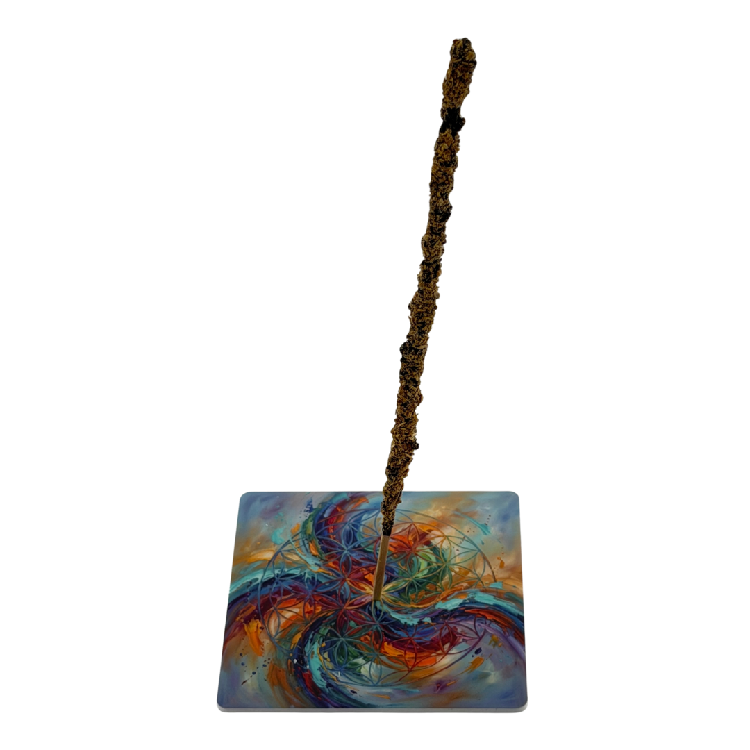 Blume des Lebens – Motiv 4 | Abstrakter Räucherstäbchenhalter aus Acryl - 10 × 10 cm