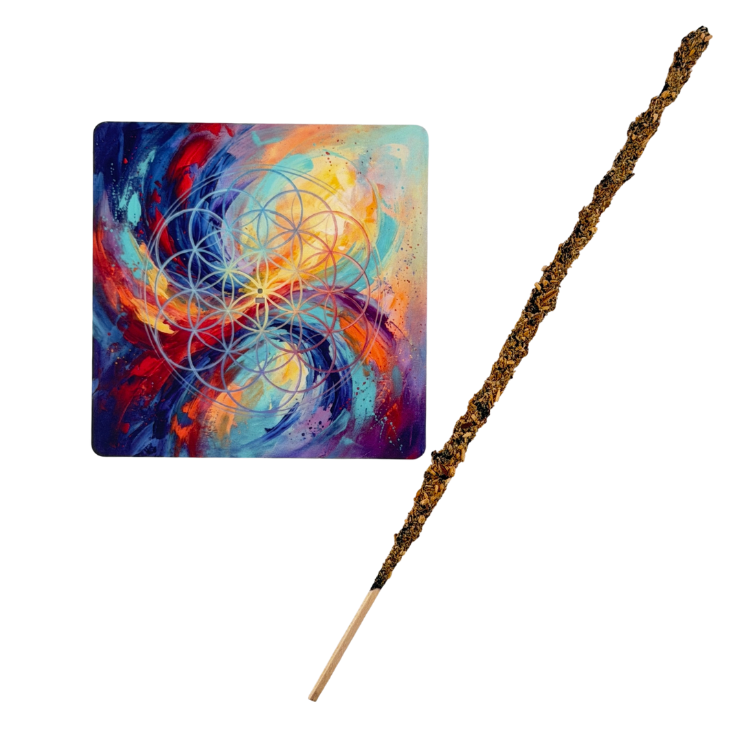 Blume des Lebens – Motiv 6 | Abstrakter Räucherstäbchenhalter aus Acryl - 10 × 10 cm