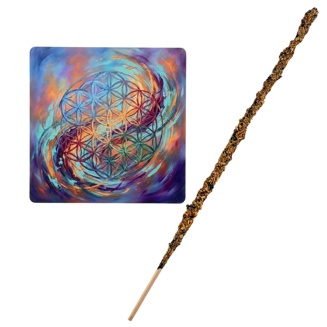 Blume des Lebens – Motiv 8 | Abstrakter Räucherstäbchenhalter aus Acryl - 10 × 10 cm