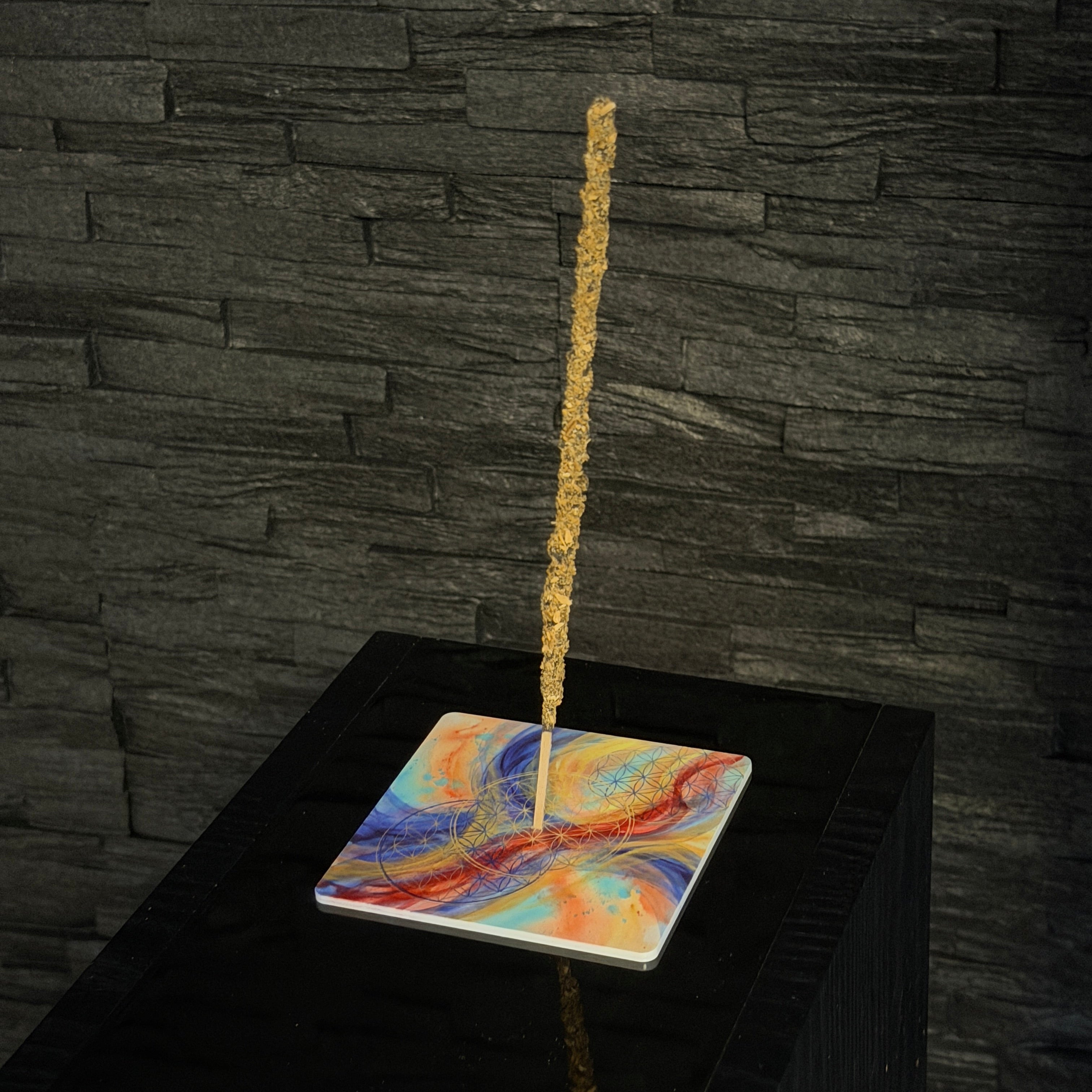 Blume des Lebens – Motiv 9 | Abstrakter Räucherstäbchenhalter aus Acryl - 10 × 10 cm