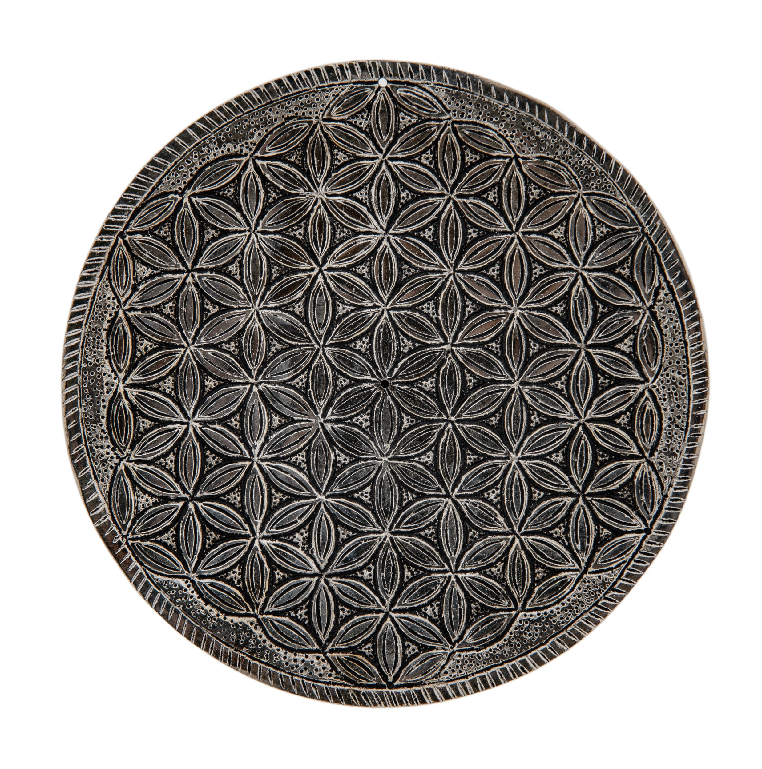 Blume des Lebens – Weißmetall – Räucherstäbchenhalter – Ø 15 cm