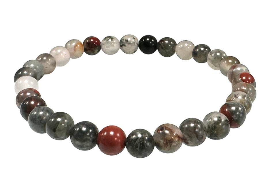 Blutstein-Heliotrop-Jaspis - AB Qualität - Perlenarmband 6-7 mm