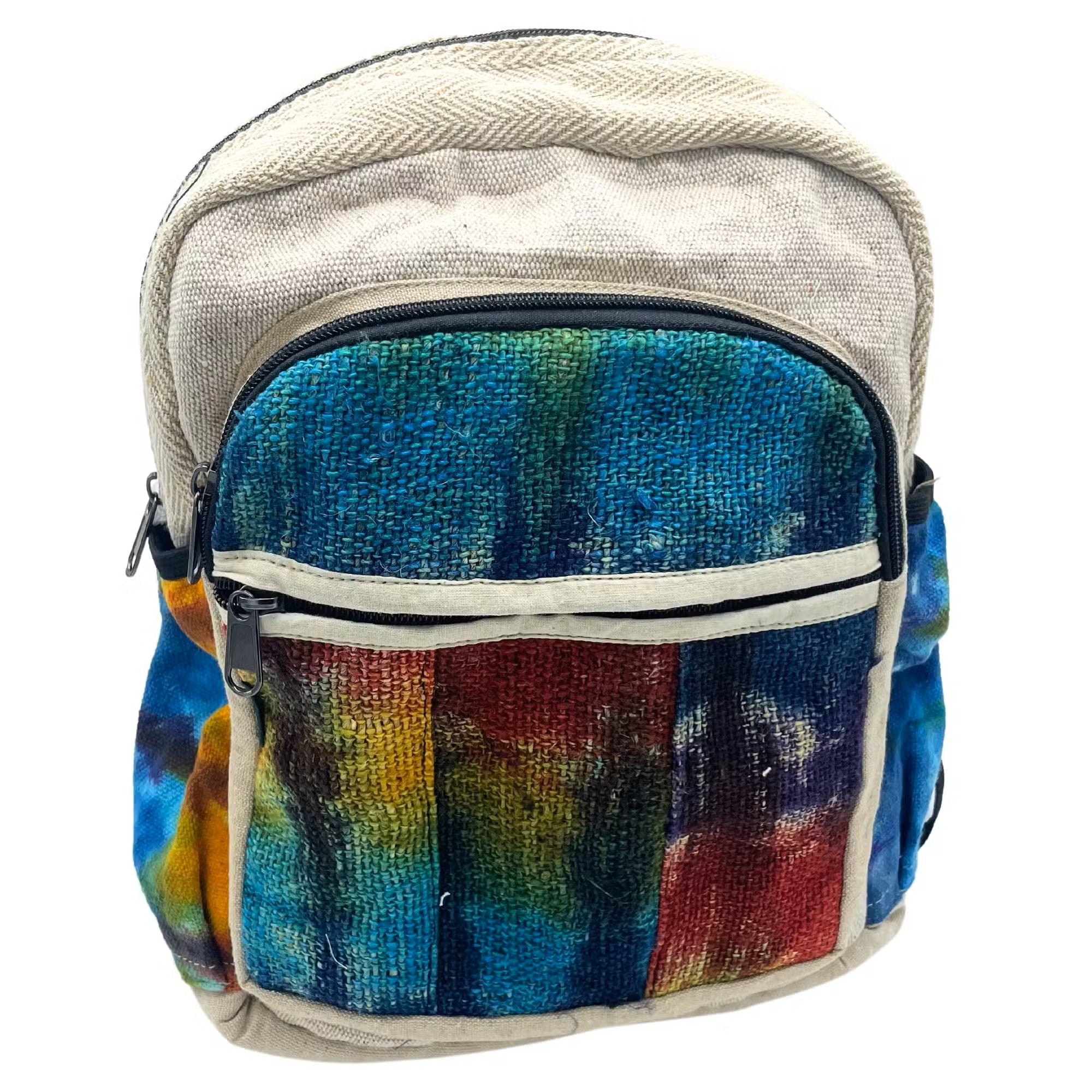 Boho Hanf-Rucksack „Batik-Daypack“ – Mittelgroßer City-Rucksack aus Nepal