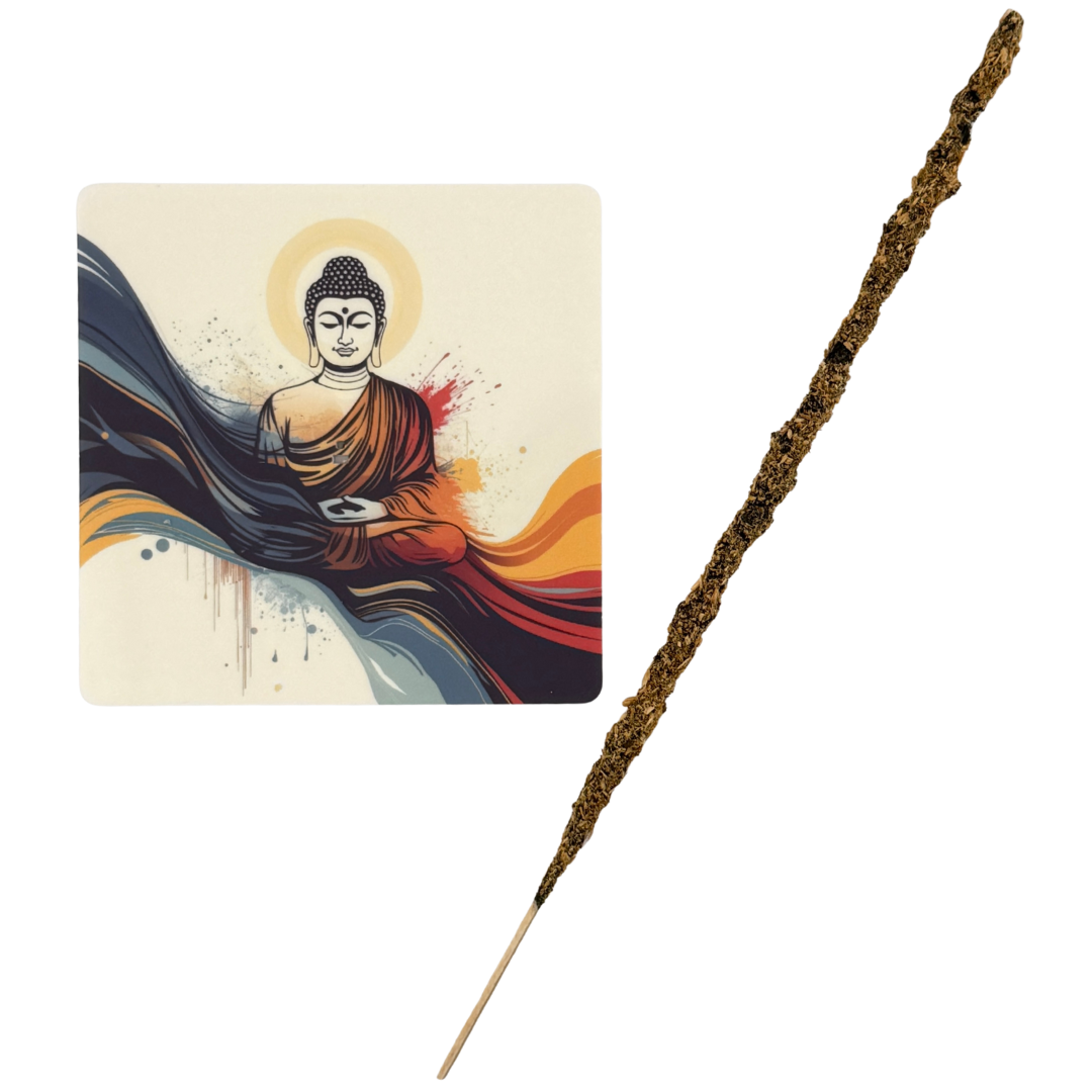 Buddha – Motiv 3 | Abstrakter Räucherstäbchenhalter aus Acryl - 10 × 10 cm