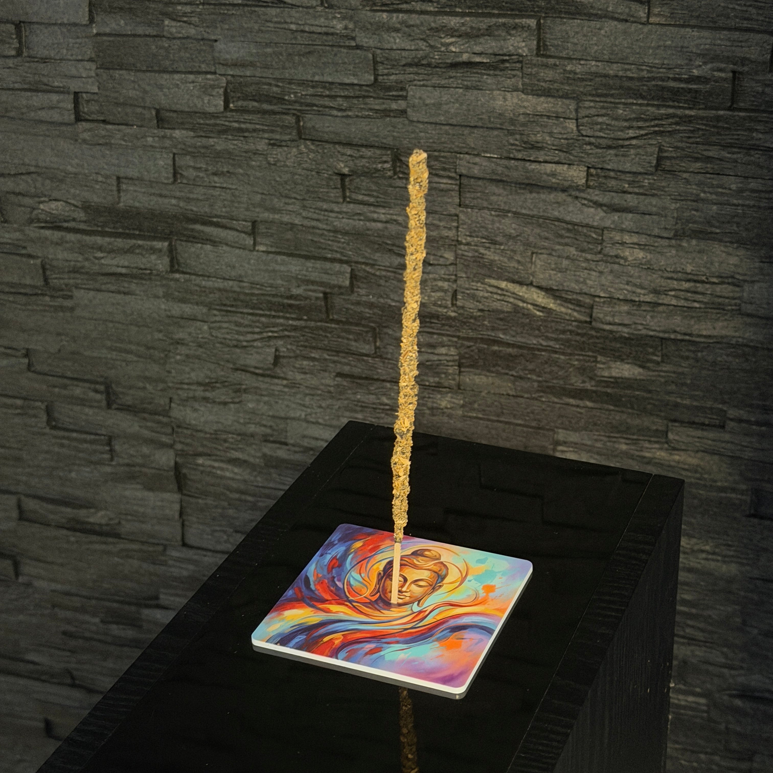 Buddha – Motiv 5 | Abstrakter Räucherstäbchenhalter aus Acryl - 10 × 10 cm