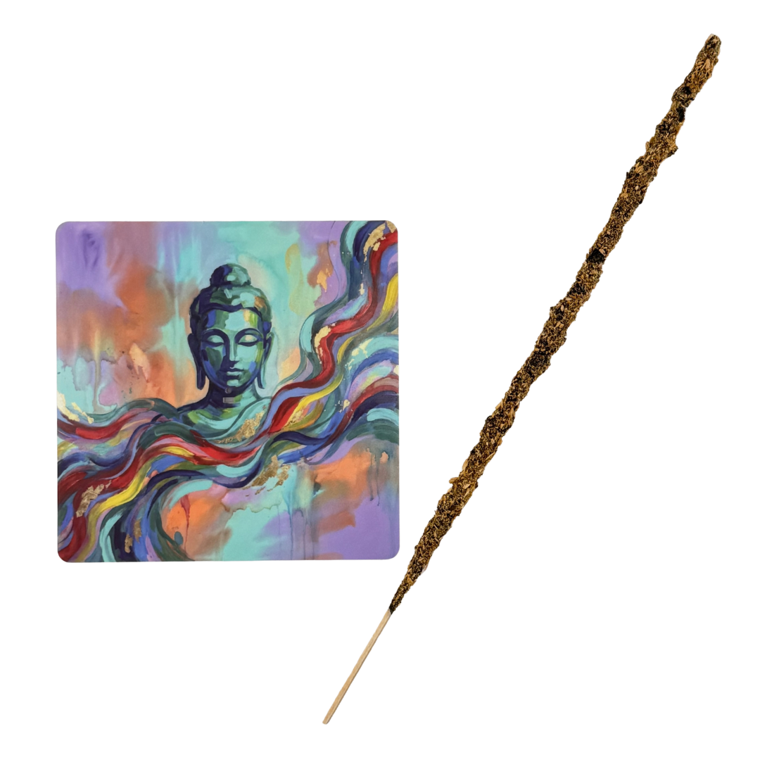 Buddha – Motiv 6 | Abstrakter Räucherstäbchenhalter aus Acryl - 10 × 10 cm