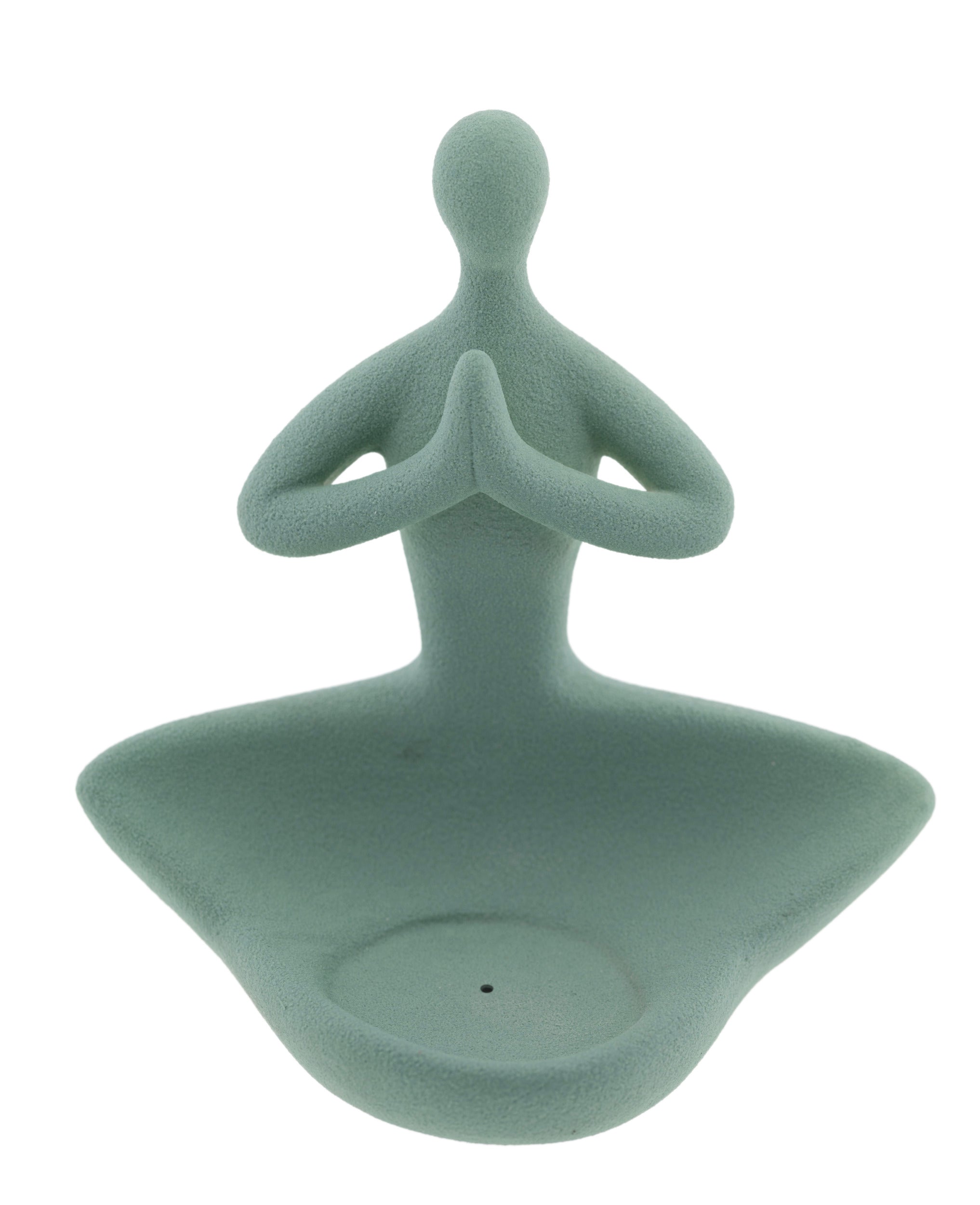 Buddha Teelicht & Räucherstäbchenhalter – grün – Keramik – H 12 x B 12 cm