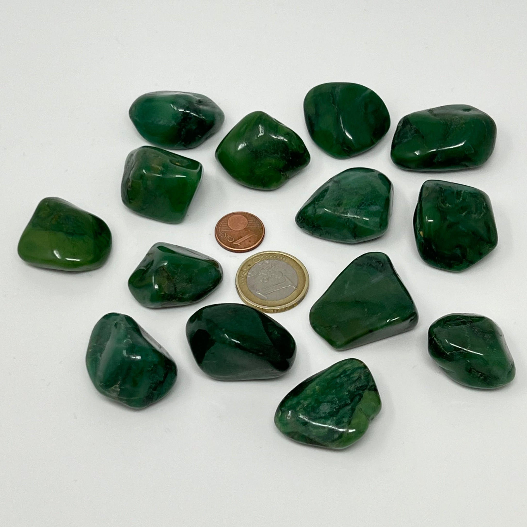 Grünschieferquarz (Prasem) - Trommelstein - Größe 2,5-3,5 cm