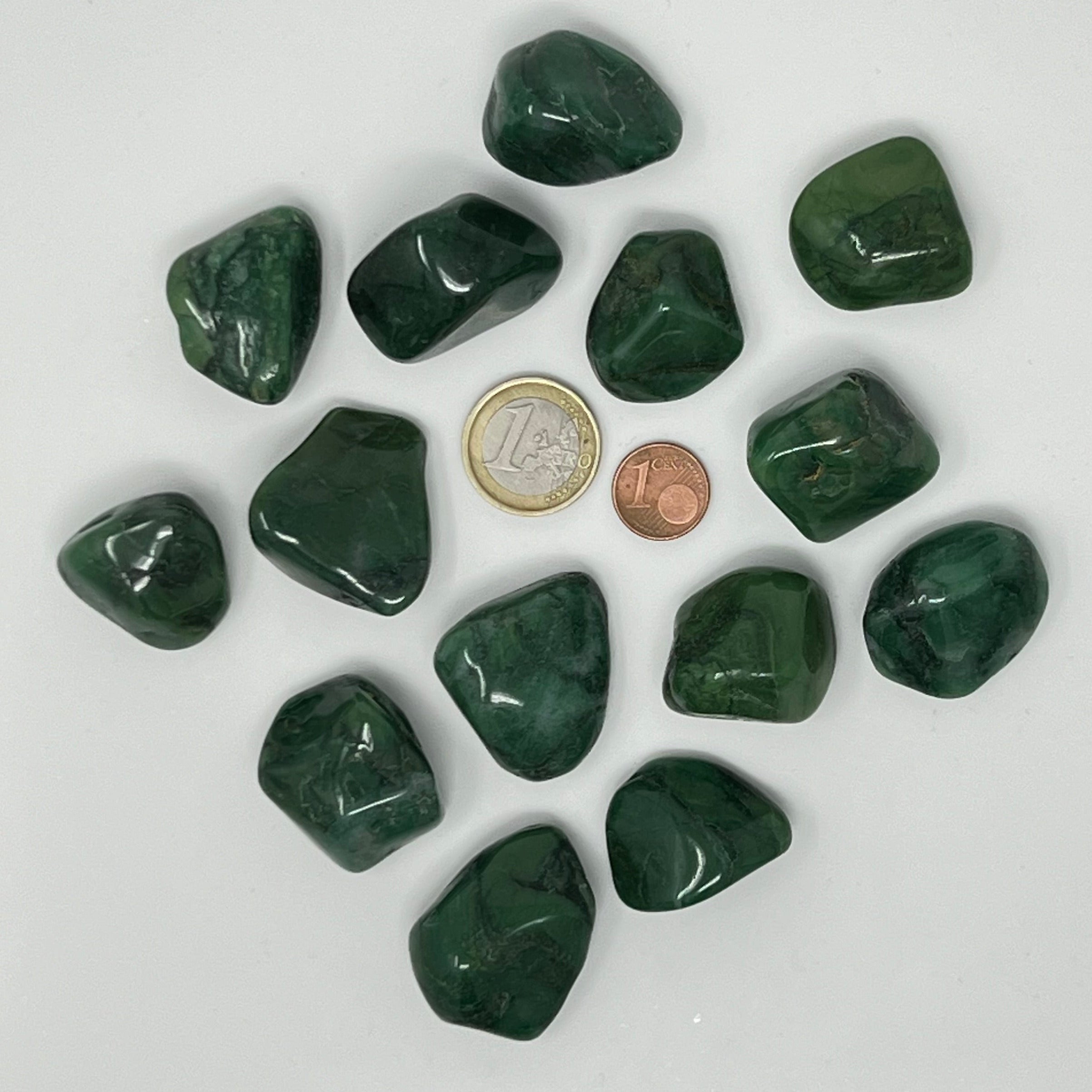 Grünschieferquarz (Prasem) - Trommelstein - Größe 2,5-3,5 cm