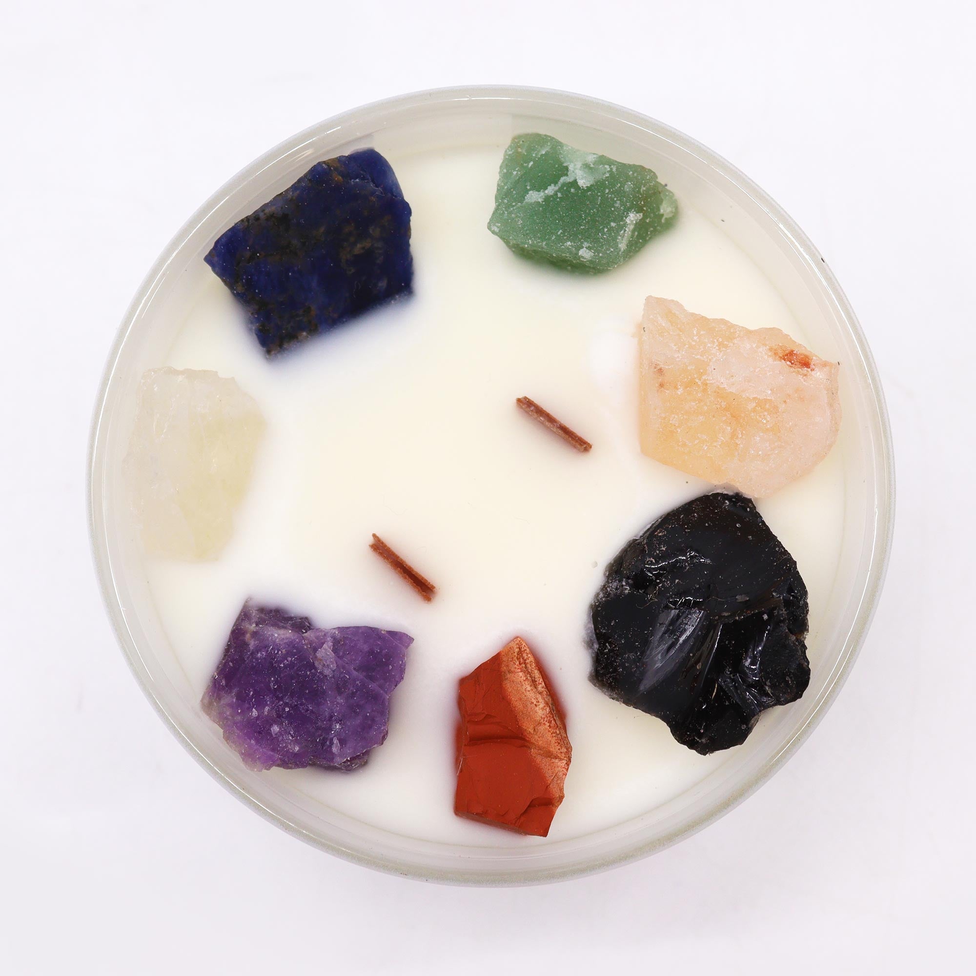 Chakra - Edelsteinkerze – Sieben Chakren - 10,5x6 cm