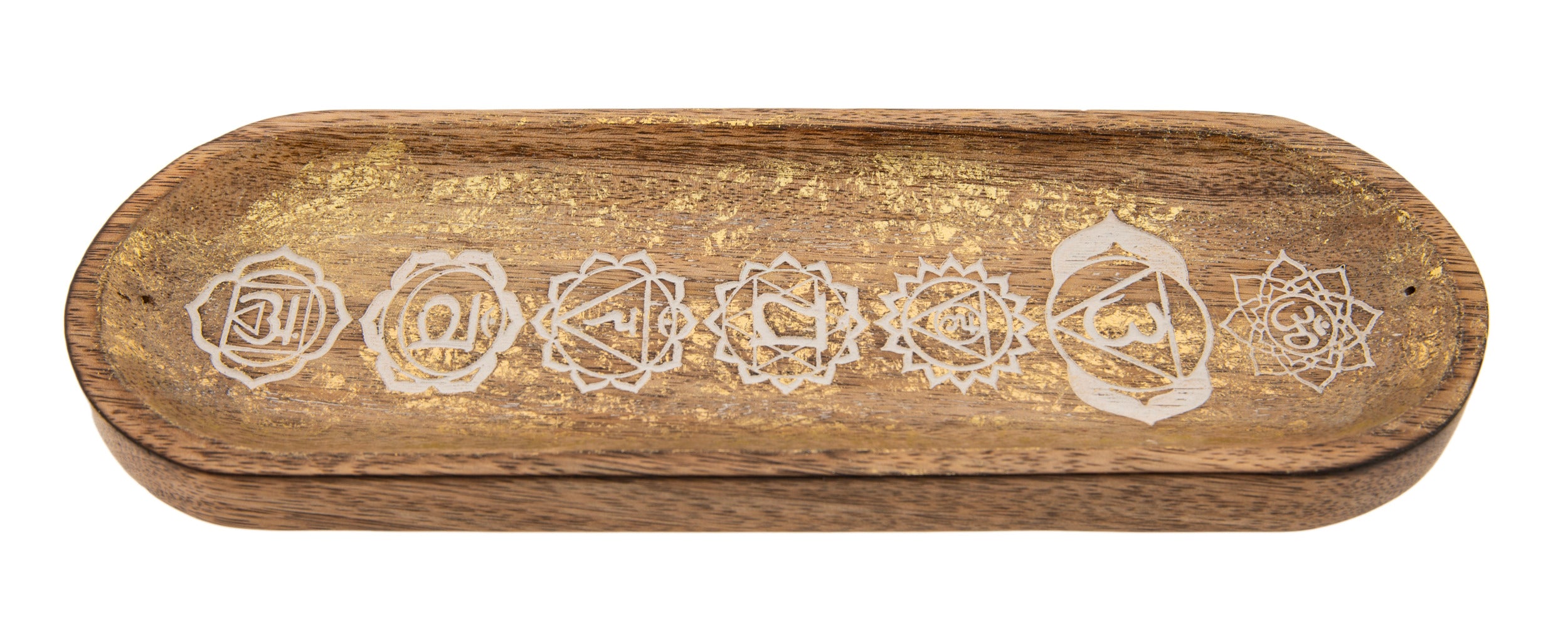 Chakra Räucherstäbchenhalter – Goldverzierung – 27,5 × 10 cm