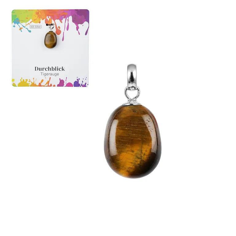 Durchblick – Tigerauge Trommelstein 2,0–2,5 cm mit 925er Silberöse - klein