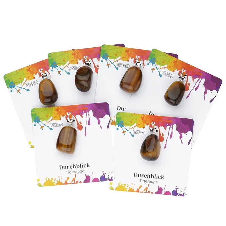 Durchblick – Tigerauge Trommelstein 2,5–3 cm mit 925er Silber-V-Öse - groß