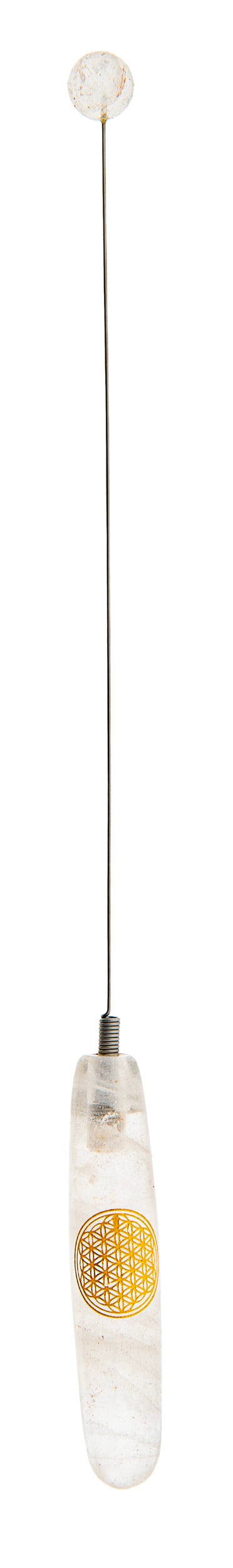 Edelstein Tensor Bergkristall – mit Blume des Lebens – Länge 30,5 cm