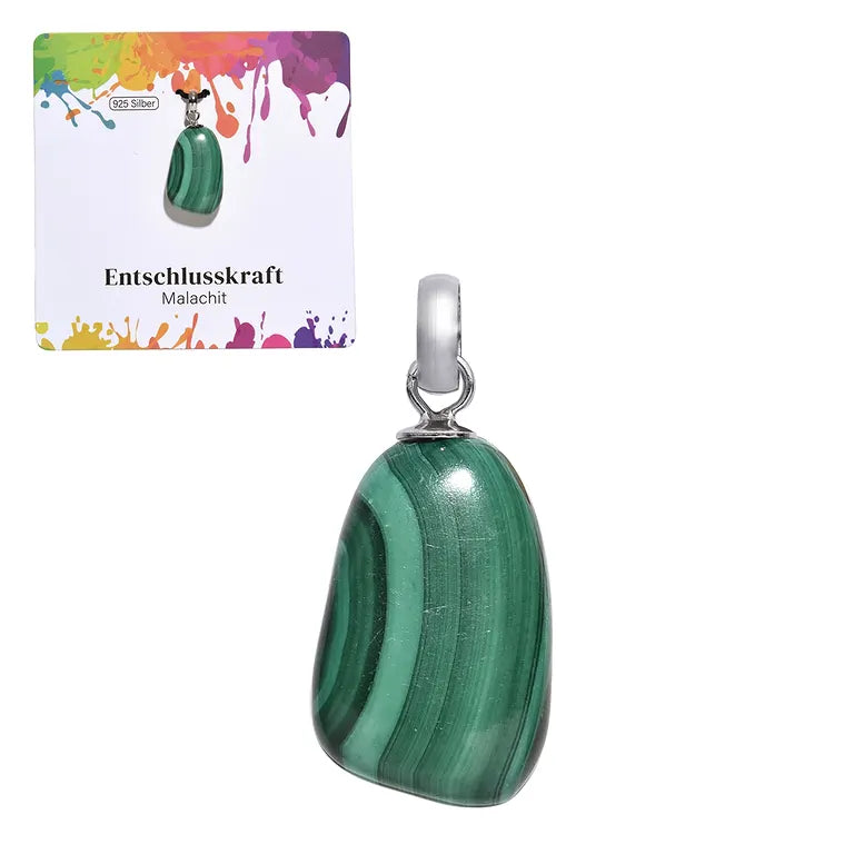 Entschlusskraft – Malachit Trommelstein 2,0–2,5 cm mit 925er Silberöse - klein