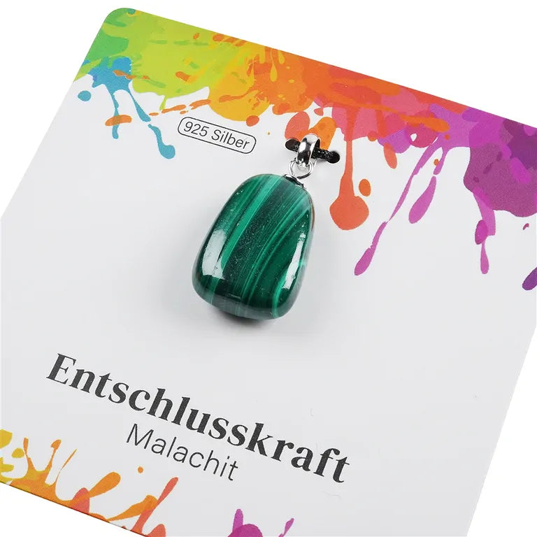 Entschlusskraft – Malachit Trommelstein 2,0–2,5 cm mit 925er Silberöse - klein