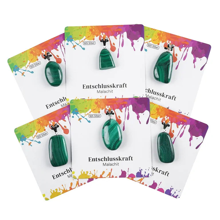 Entschlusskraft – Malachit Trommelstein 2,5–3 cm mit 925er Silber-V-Öse - groß