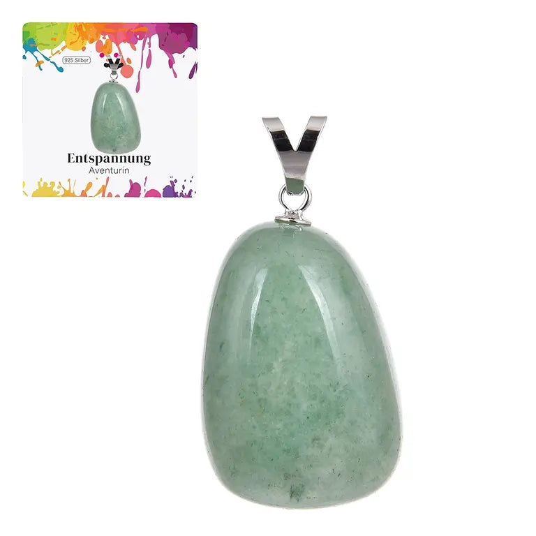 Entspannung – Grüner Aventurin Trommelstein 2–3 cm mit 925er Silber-V-Öse