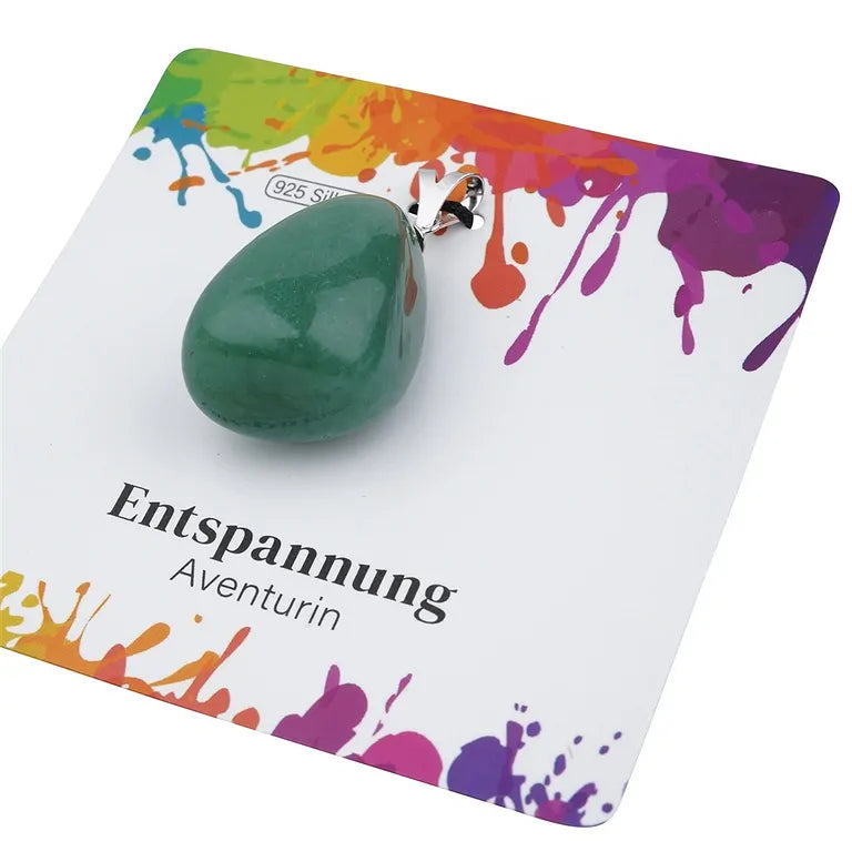 Entspannung – Grüner Aventurin Trommelstein 2–3 cm mit 925er Silber-V-Öse