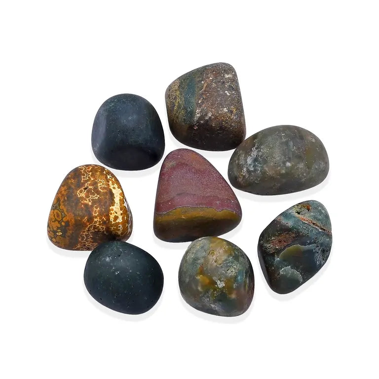 Erneuerung und Regeneration – Lapis-Vitalis - Ozeanjaspis Wassersteine ca. 100 g in Pappschachtel