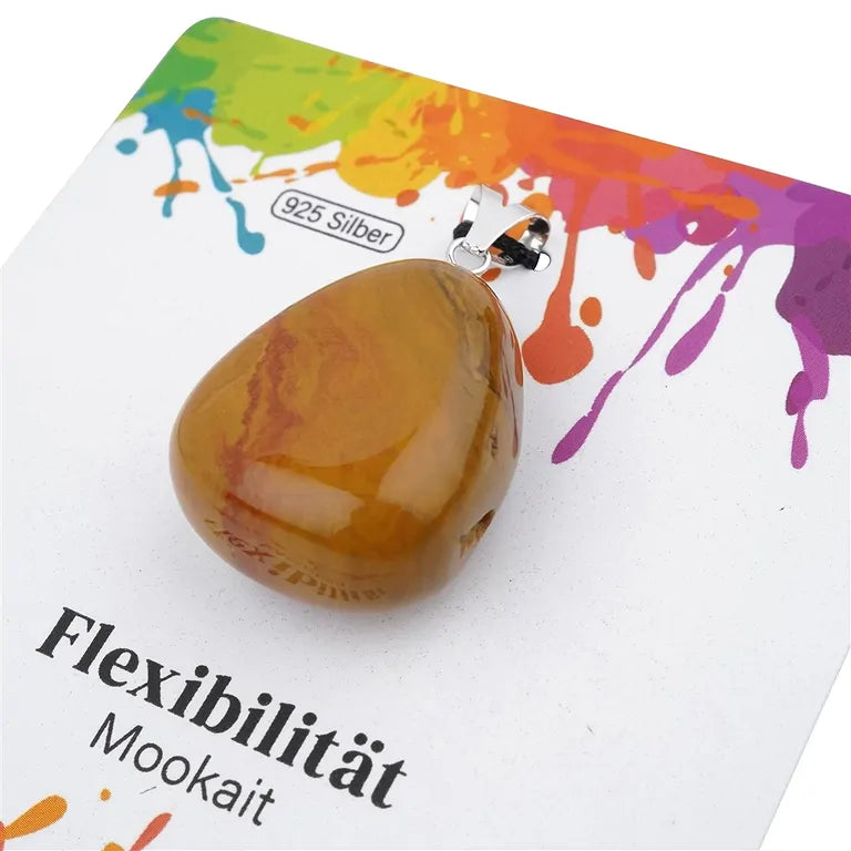 Flexibilität – Mookait Trommelstein 2,5 - 3 cm mit 925er Silber-V-Öse - groß