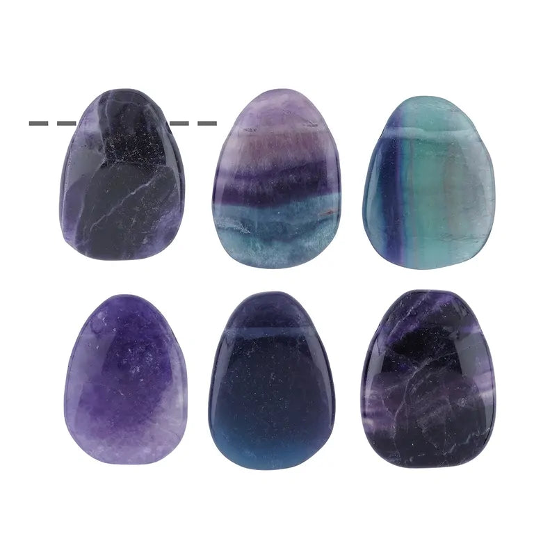 Fluorit – Trommelstein gebohrt (extragroß ca. 4,0 cm), Bohrung 2,5 mm