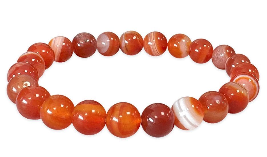 Gebändertes Karneol Armband – Natur-Unikat aus Brasilien in A-Qualität (8 mm)