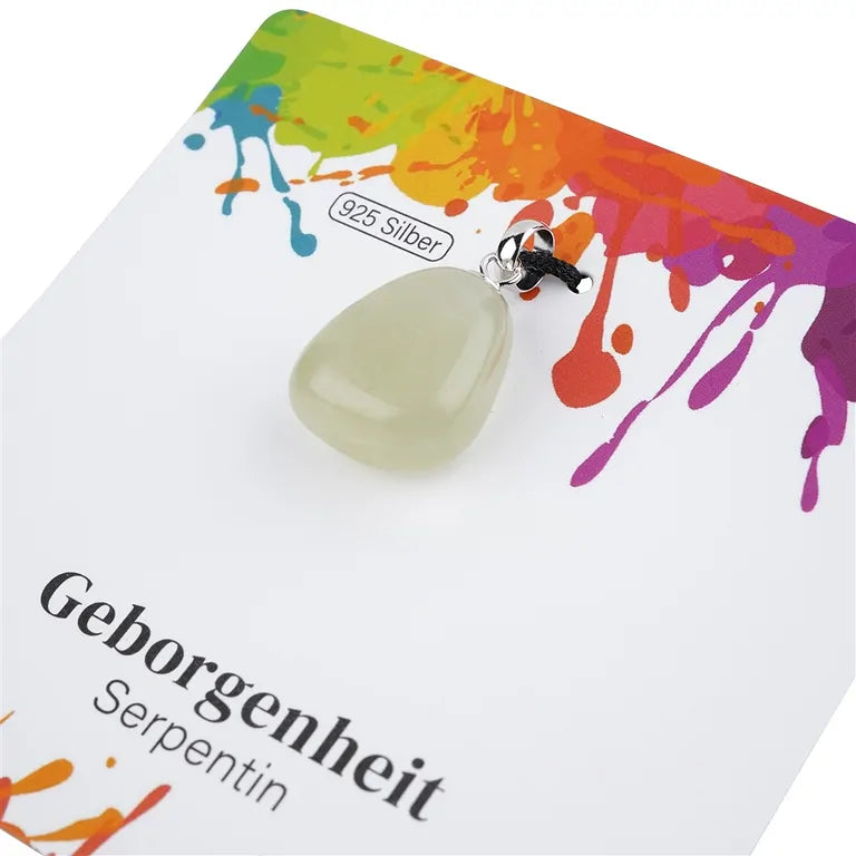 Geborgenheit – Serpentin Trommelstein 2,0–2,5 cm mit 925er Silberöse - klein