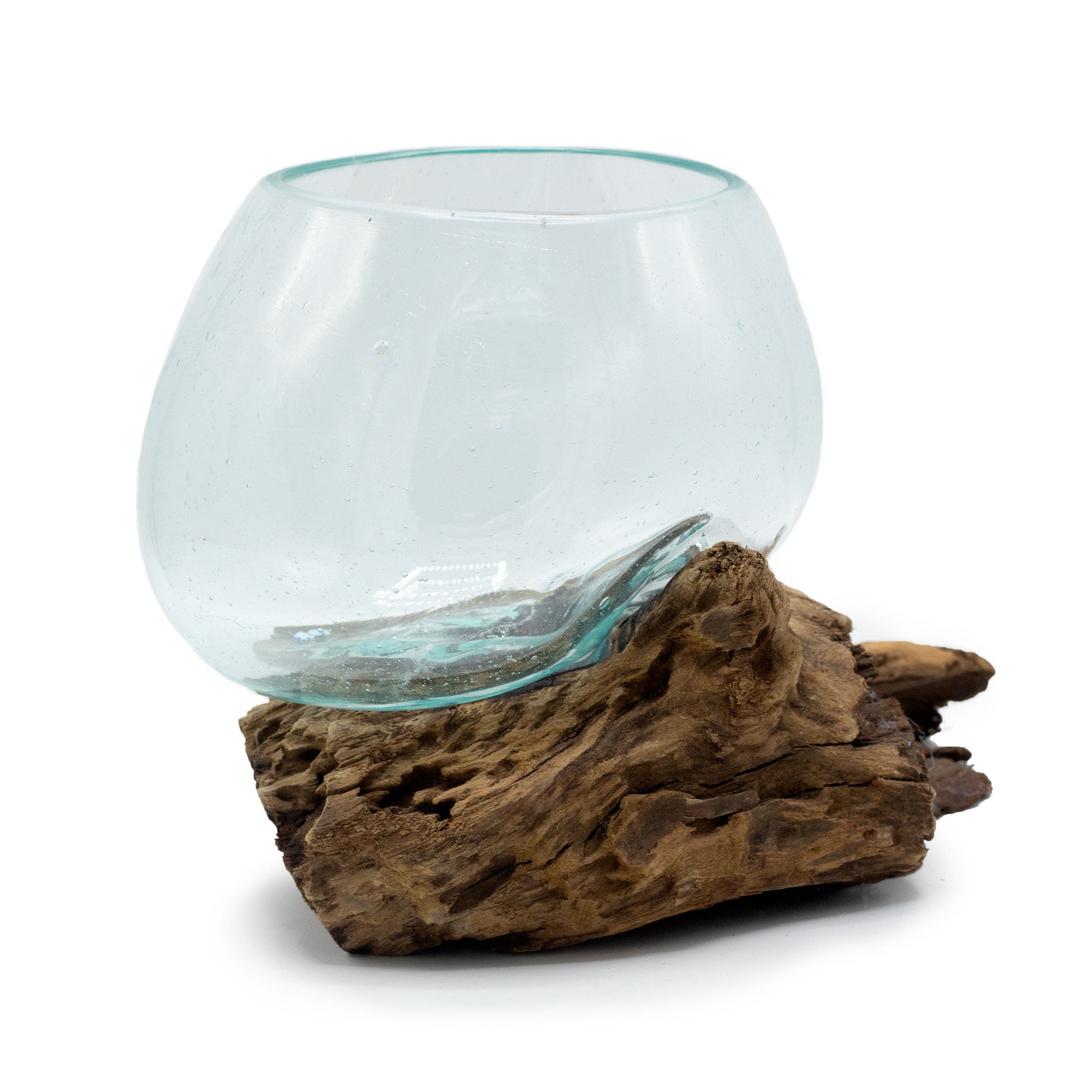 Geschmolzenes Glas auf Holz - mittelgroßen Schüssel