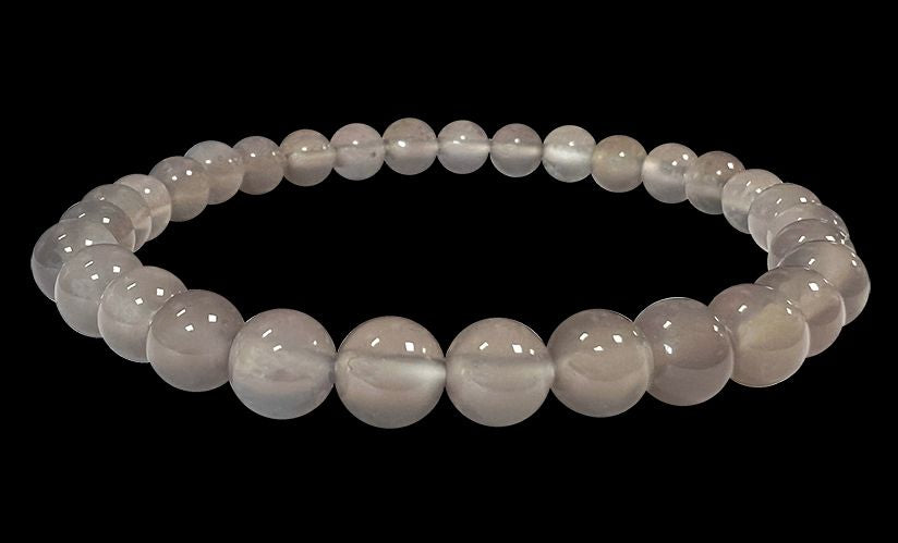 Grauer Achat  - A Qualität - Perlenarmband 6 mm
