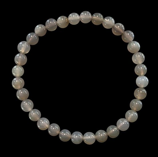 Grauer Achat  - A Qualität - Perlenarmband 6 mm