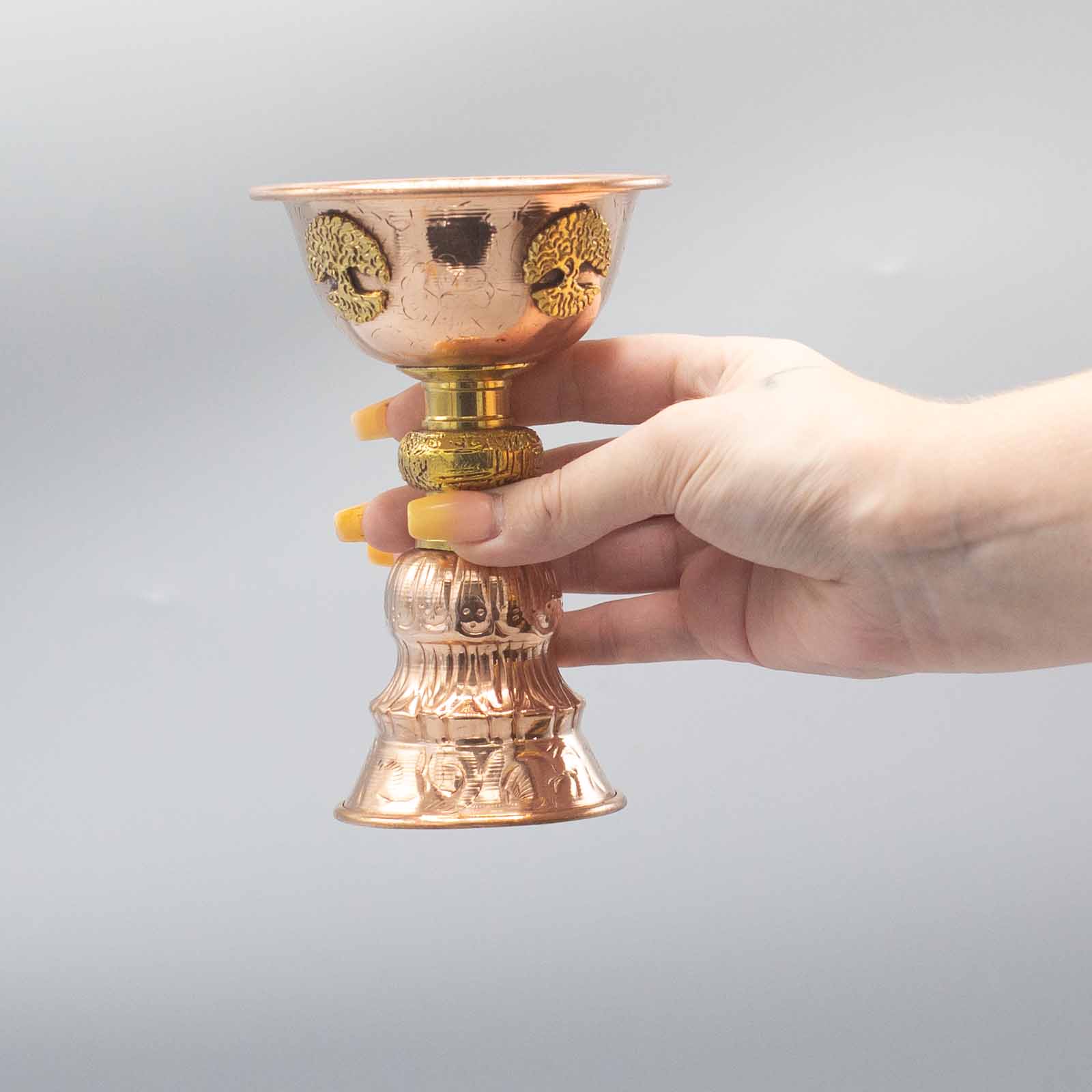 Großer Ritualkelch aus Kupfer "Baum des Lebens" – 15 cm (Räucher- & Opferkelch)
