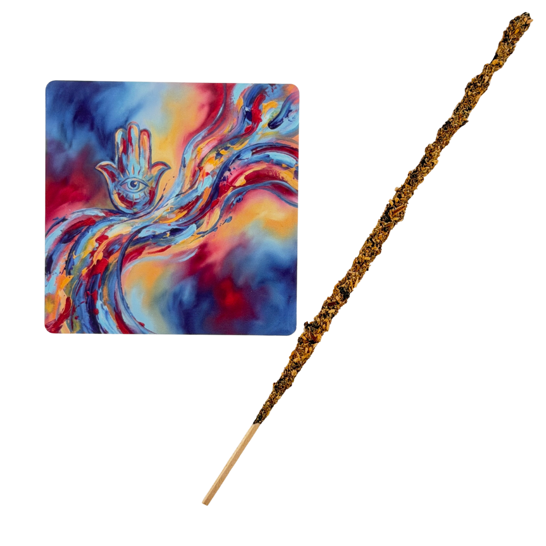 Hamsa – Motiv 3 | Abstrakter Räucherstäbchenhalter aus Acryl - 10 × 10 cm