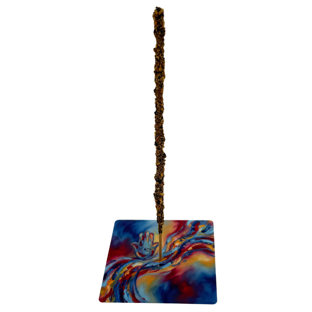 Hamsa – Motiv 3 | Abstrakter Räucherstäbchenhalter aus Acryl - 10 × 10 cm