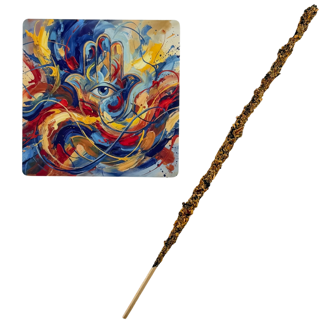 Hamsa – Motiv 4 | Abstrakter Räucherstäbchenhalter aus Acryl - 10 × 10 cm