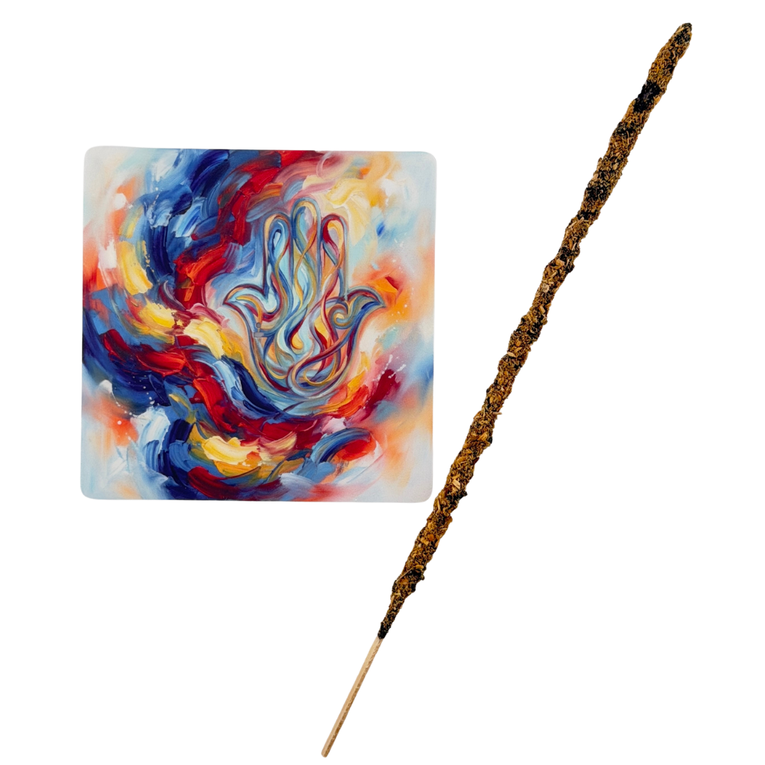 Hamsa – Motiv 5 | Abstrakter Räucherstäbchenhalter aus Acryl - 10 × 10 cm