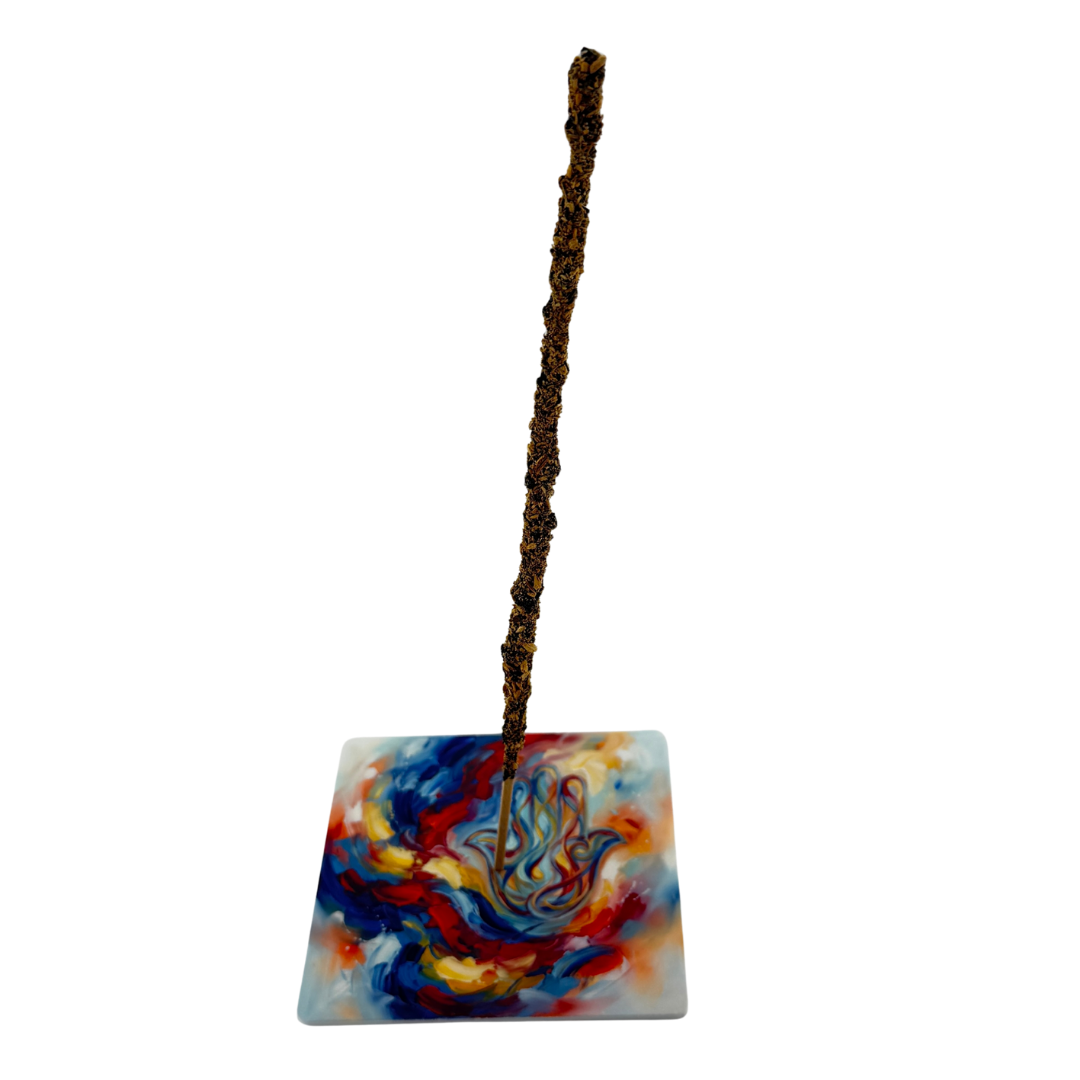 Hamsa – Motiv 5 | Abstrakter Räucherstäbchenhalter aus Acryl - 10 × 10 cm