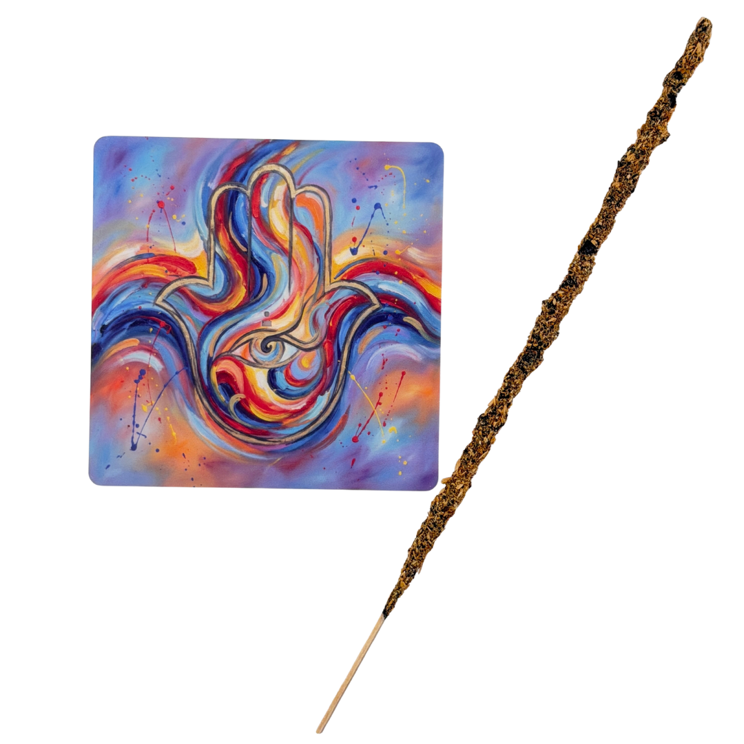 Hamsa – Motiv 6 | Abstrakter Räucherstäbchenhalter aus Acryl - 10 × 10 cm