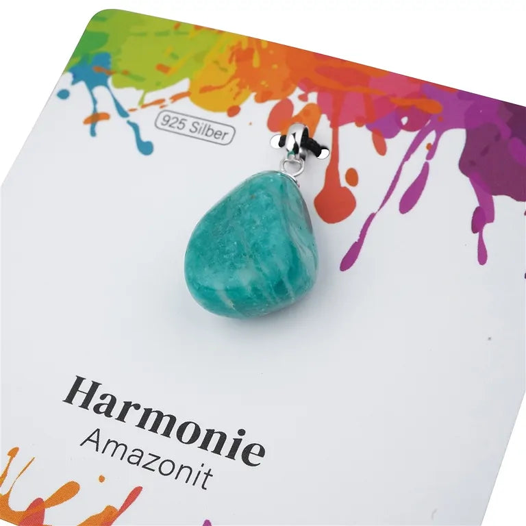Harmonie – Amazonit Trommelstein 2,0–2,5 cm mit 925er Silberöse - klein