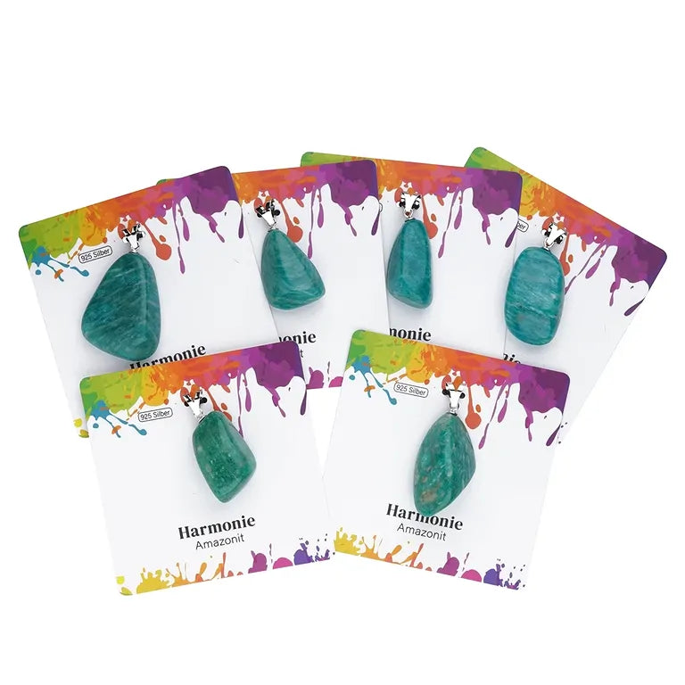 Harmonie – Amazonit Trommelstein 2,5 - 3 cm mit 925er Silber-V-Öse - groß
