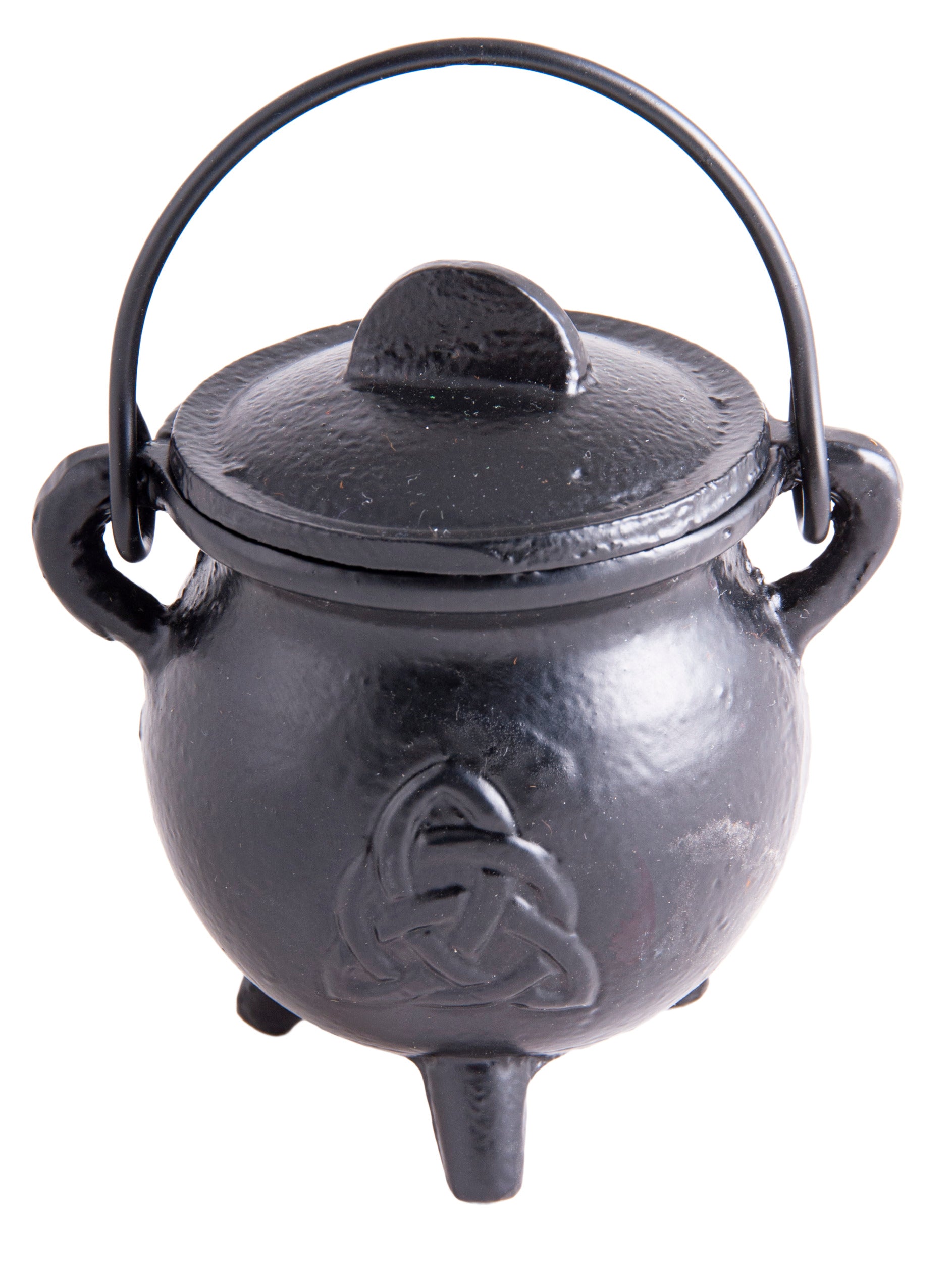 Hexenkessel – Keltischer Knoten Dreiheit – Gusseisen mit Henkel – H 8,5 cm Ø 7,5 cm