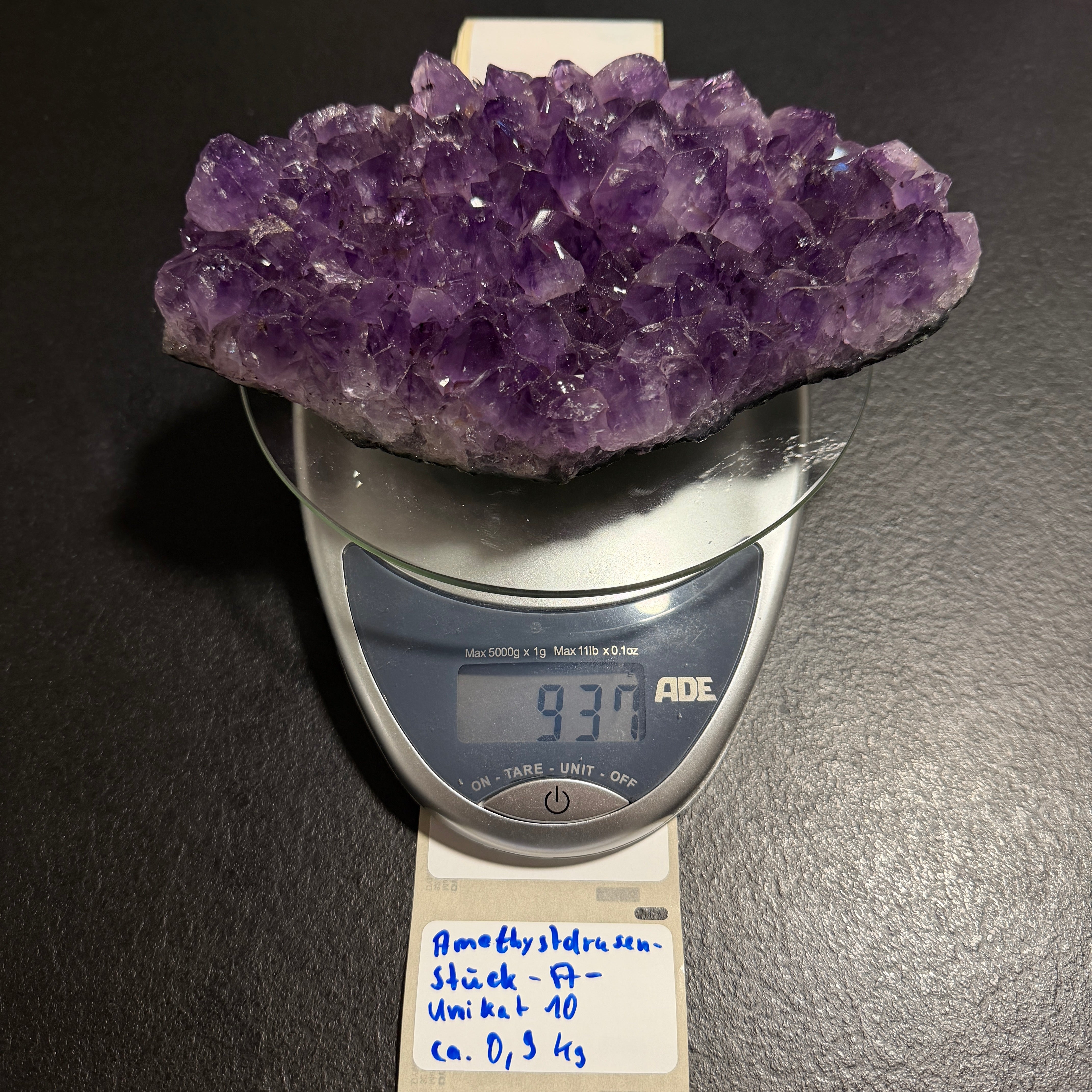 Amethyst Drusenstück Unikat 10 – A-Qualität –  937 g - Maße: 19 x 12 x 5 cm – Naturkristall aus Brasilien für Schutz und Klarheit